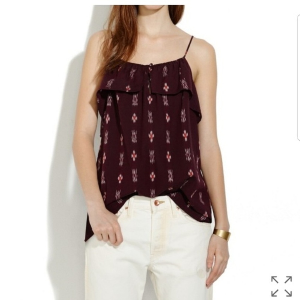 Ruffle Cami in Burgundy Ikat